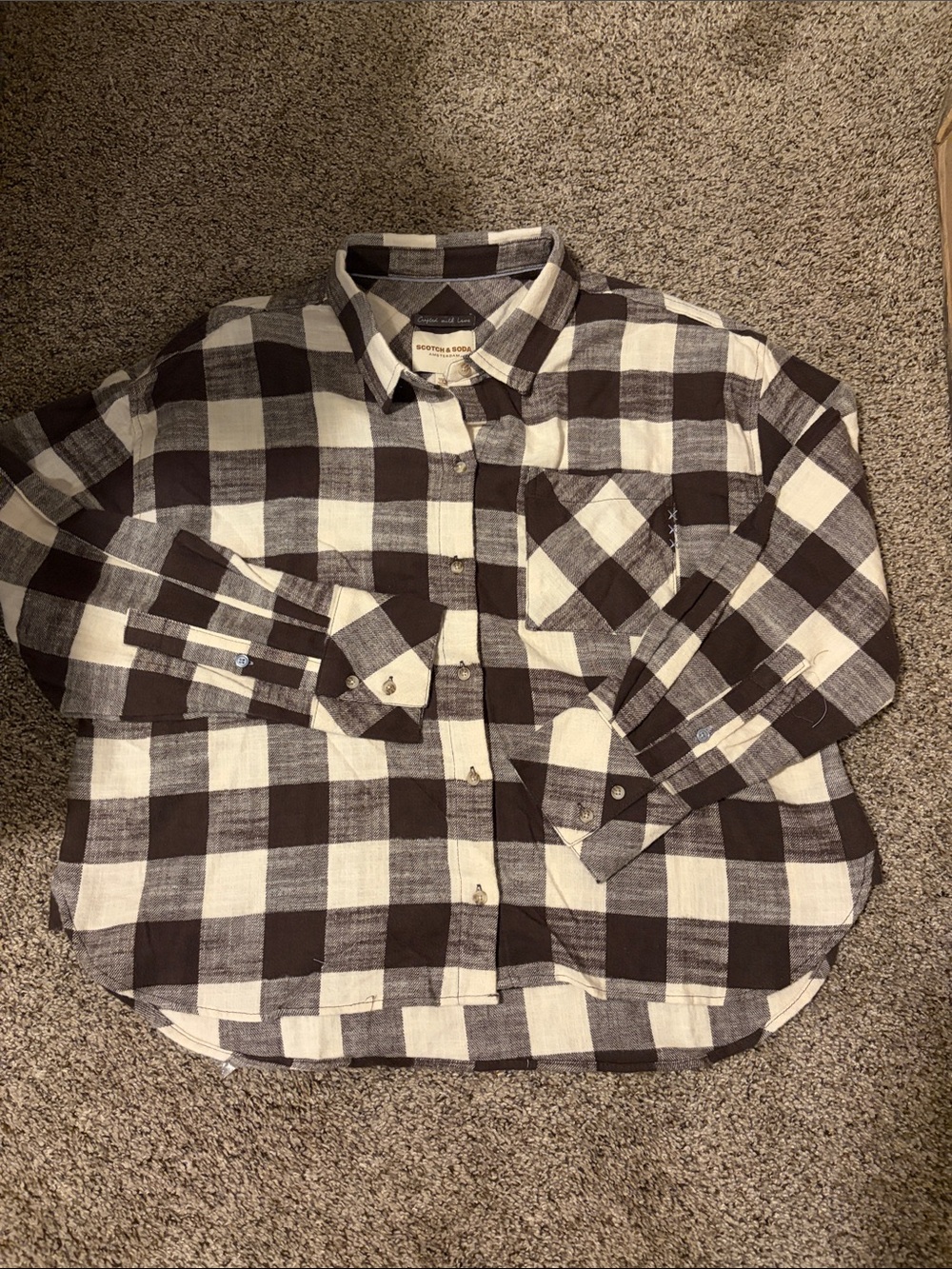 Scotch & Soda Brown and Cream Check Shirt